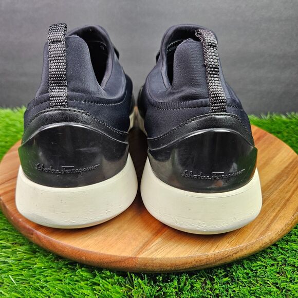 Salvatore Ferragamo Columbia Slip On Sneakers Mens Size 12 M Black White Comfort - Picture 4 of 16